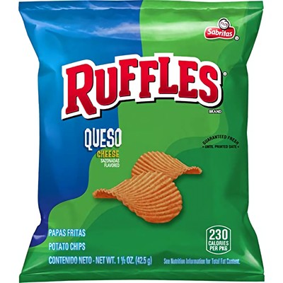 Queso Cheese Ridged Chips Value Pack  for Ruffles  | 1.5 Ounce | Pack of 12