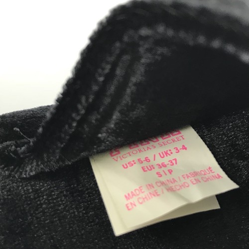 Victoria's Secret Velvet Slippers Shoes Sandals Black Sz Small Sz 5-6 (ssw6)