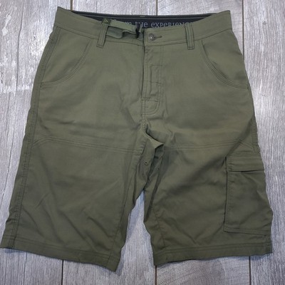Prana Zion Cargo Shorts Mens 32 Olive Green Hiking Outdoor Stretch