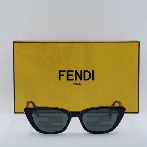Pre-owned Fendi Fe40089i 01c Shiny Black/smoke Mirror Pattern 53-19-140 Sunglasses ...