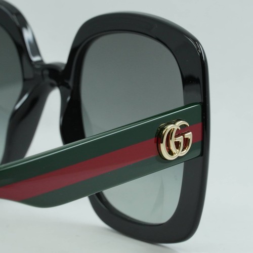 Pre-owned Gucci Gg0713s 006 Black/green/grey Gradient 55-21-140 Sunglasses Authentic