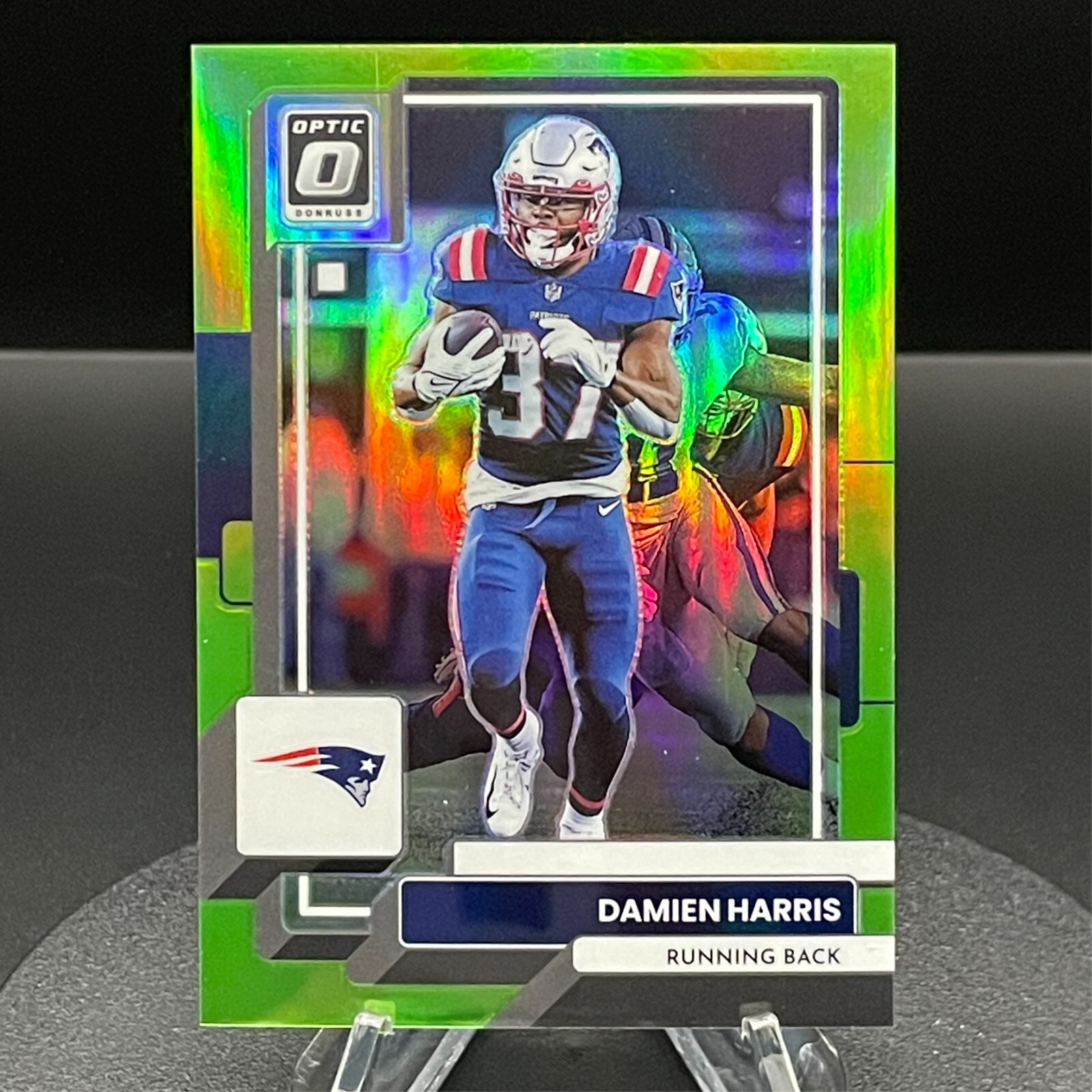 2022 Optic Football - Damien Harris #/35 - #134 GREEN HOLO SILVER MINT
