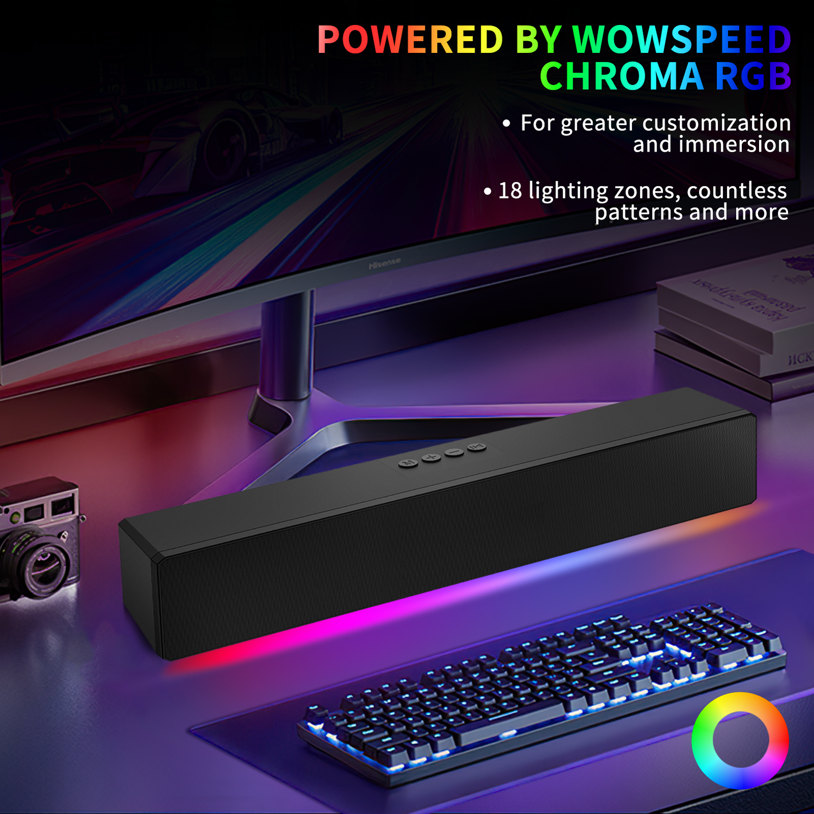 Wireless Surround Sound Bar 4 Speaker System BT Subwoofer TV Home Theater