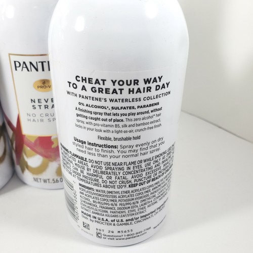 (4) Pantene Pro V Waterless Collection Never Stray No Crunch Hair Spray 5.6 oz