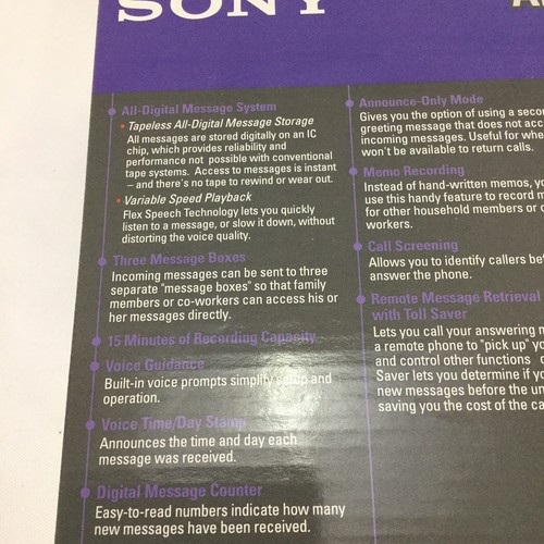 Sony TAM100 Digital Telephone Answering Machine New in Box