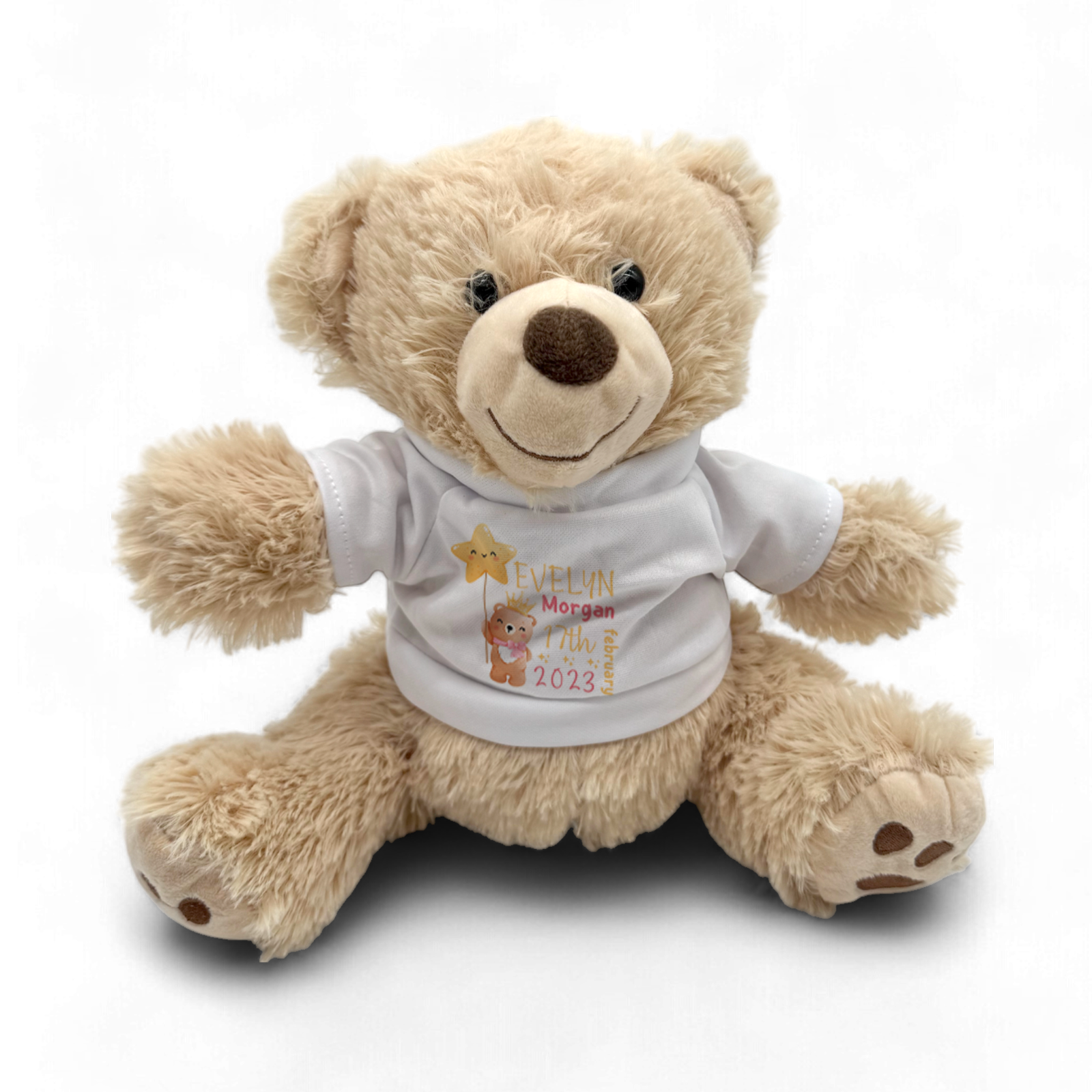 PERSONALISED Teddy Bear BABY NAME Birth Details Shower Gift NEW BORN Girl UK