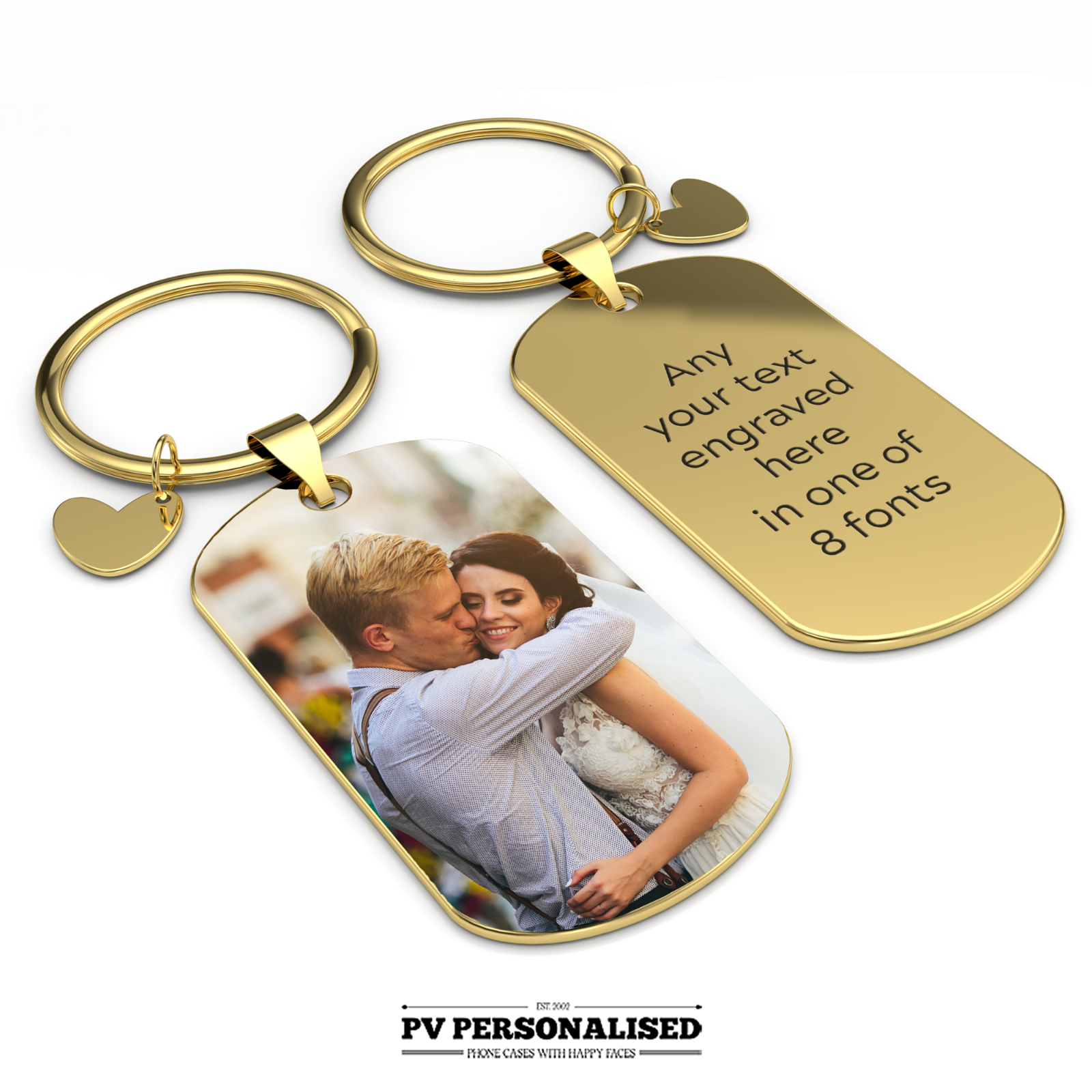 Personalised Keychain Custom Your Photo Engraved Keyring Fathers Day Gift