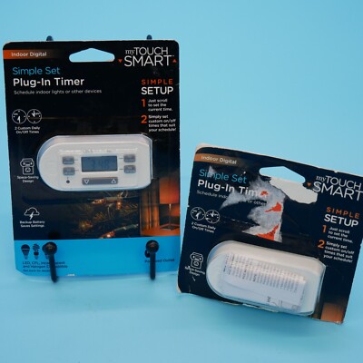 (2) MY SMART TOUCH Simple Set 2-On/Off Indoor Digital Plug-In Bar Timer