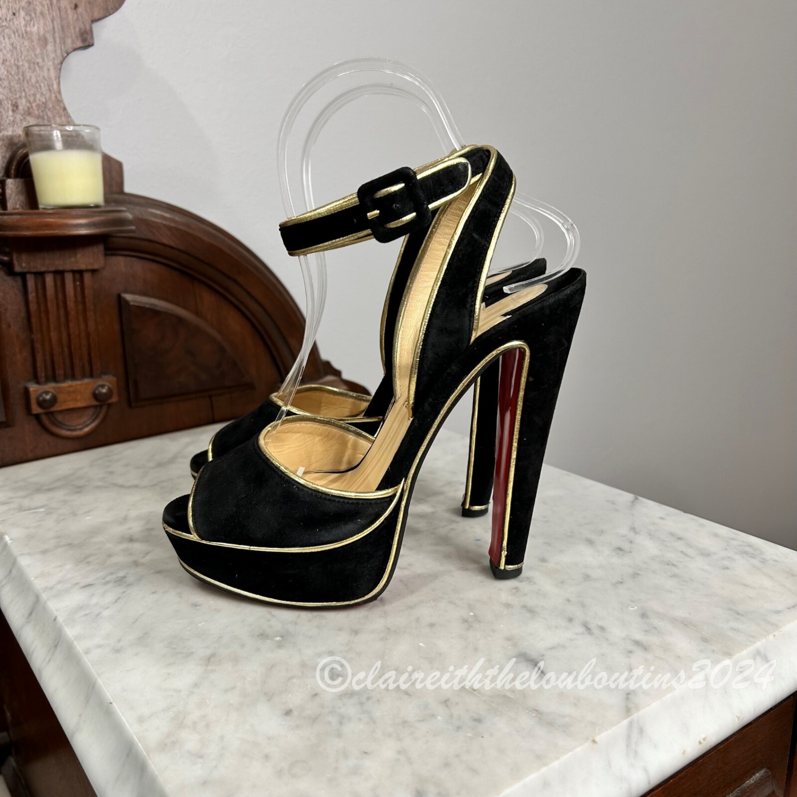 Christian Louboutin Loulou Dance 140 Black Suede Sandals Christian Louboutin Loulou Dance 140 Black Suede Sandals