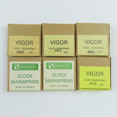 American Assortment of Six Boxed NOS 30 Hour Mainsprings for American Clocks