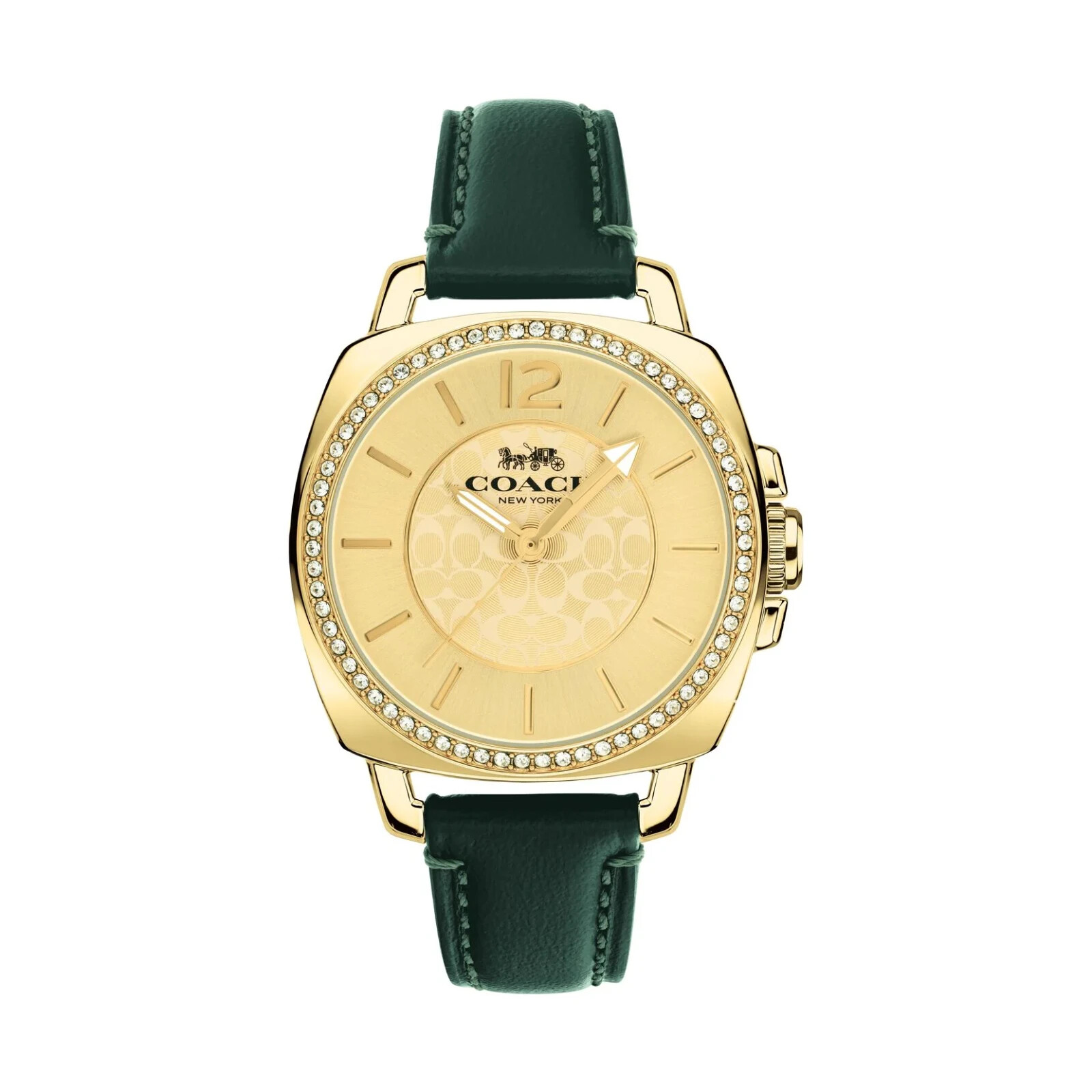 COACH 14503982 Boyfriend Gold Tone Dial Green Leather Strap COACH 14503982 Boyfriend Gold Tone Dial Green Leather Strap
