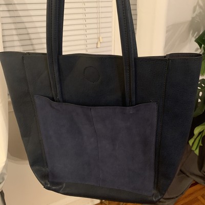 La Diva Leather Handbag Tote Purse- Blue