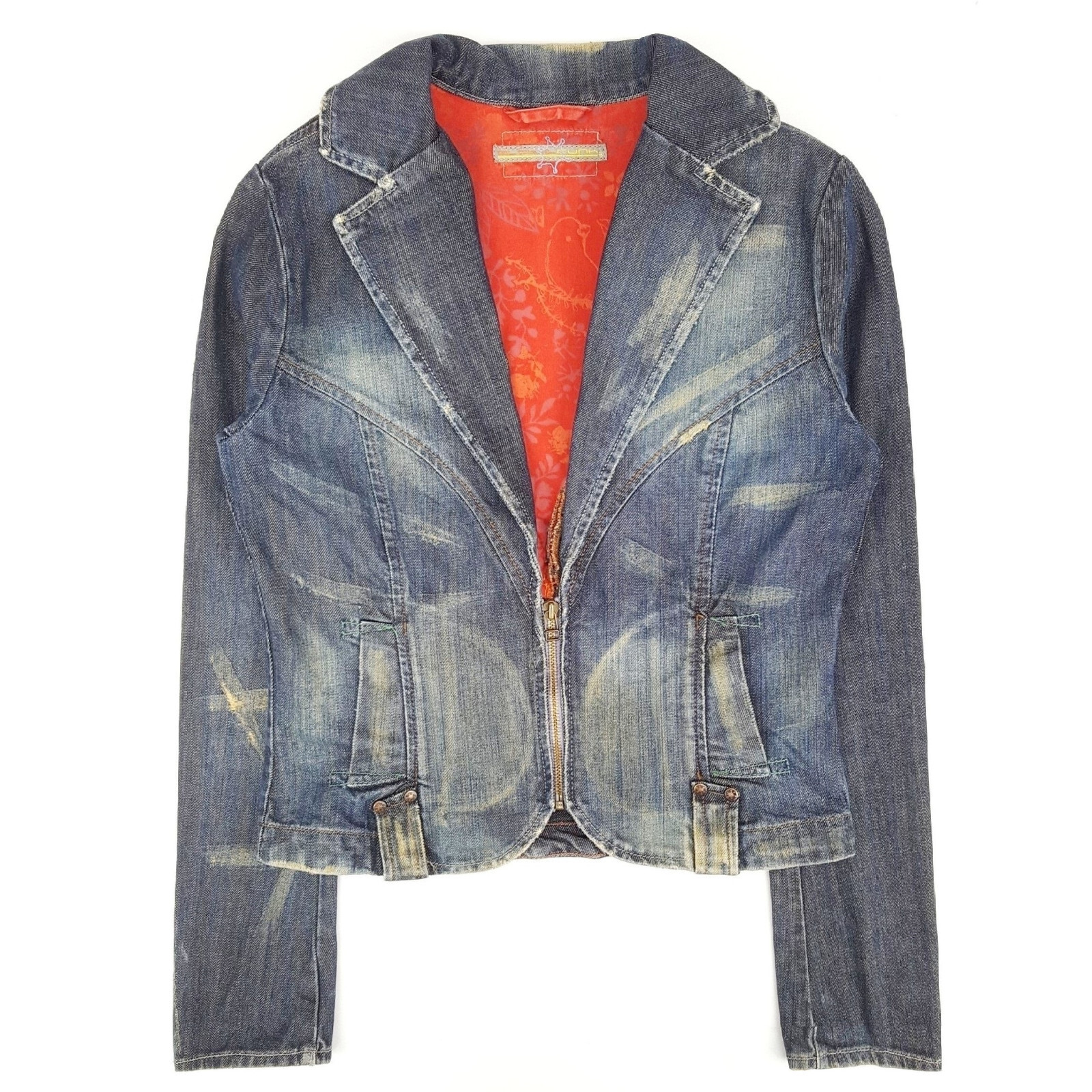 GLOBAL FUNK Fitted Distressed Biker Denim Jacket Crop Age
