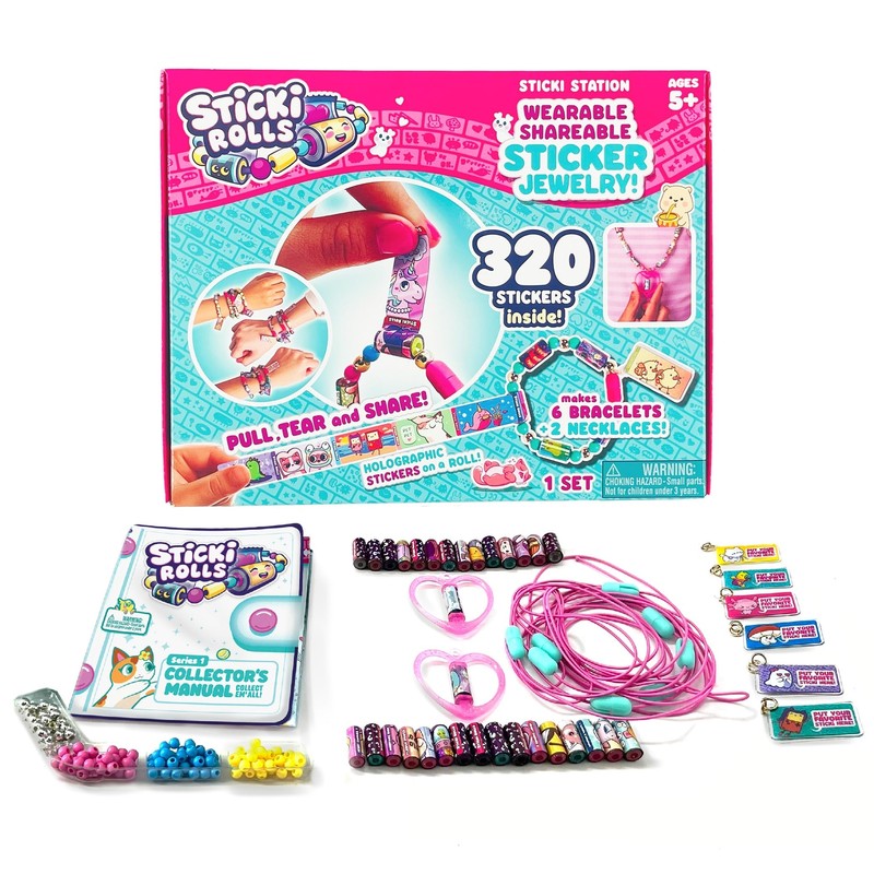 DIY Sticki Station Jewelry Kit 320 Kawaii Stickers 6 Bracelets
