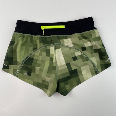 Lululemon Split Second Speed Short Size 6 Lined Domo Pixel Desert Olive Black