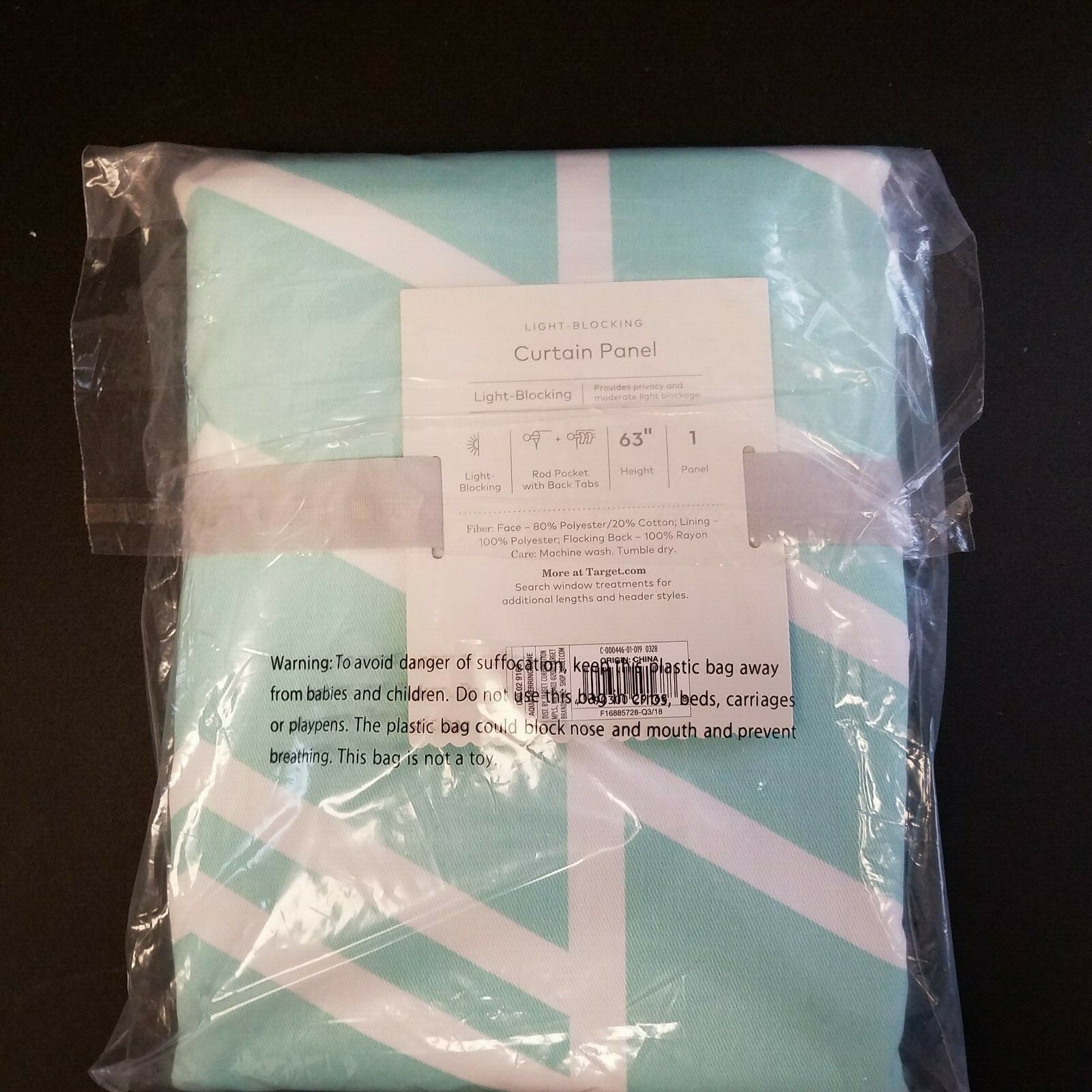 Cloud Island Aqua Herringbone 1 Light Blocking Panel Rod Pocket 42