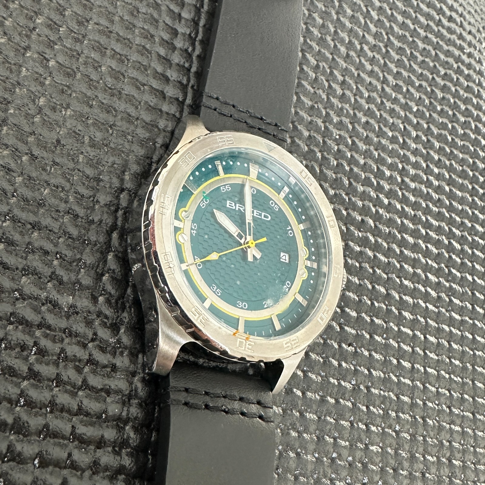 Breed Men's Wrist Watch Blue Green With Black Leather Strap