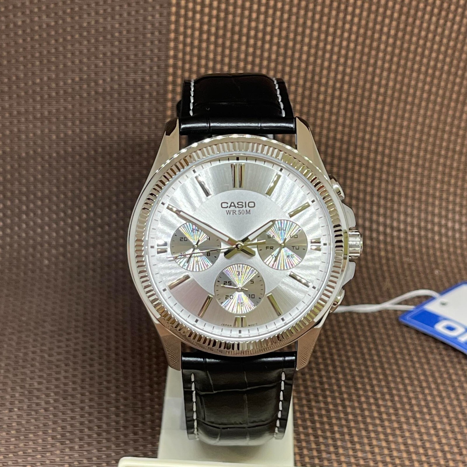 Casio MTP-1375L-7A Enticer Silver Analog Black Leather Quartz