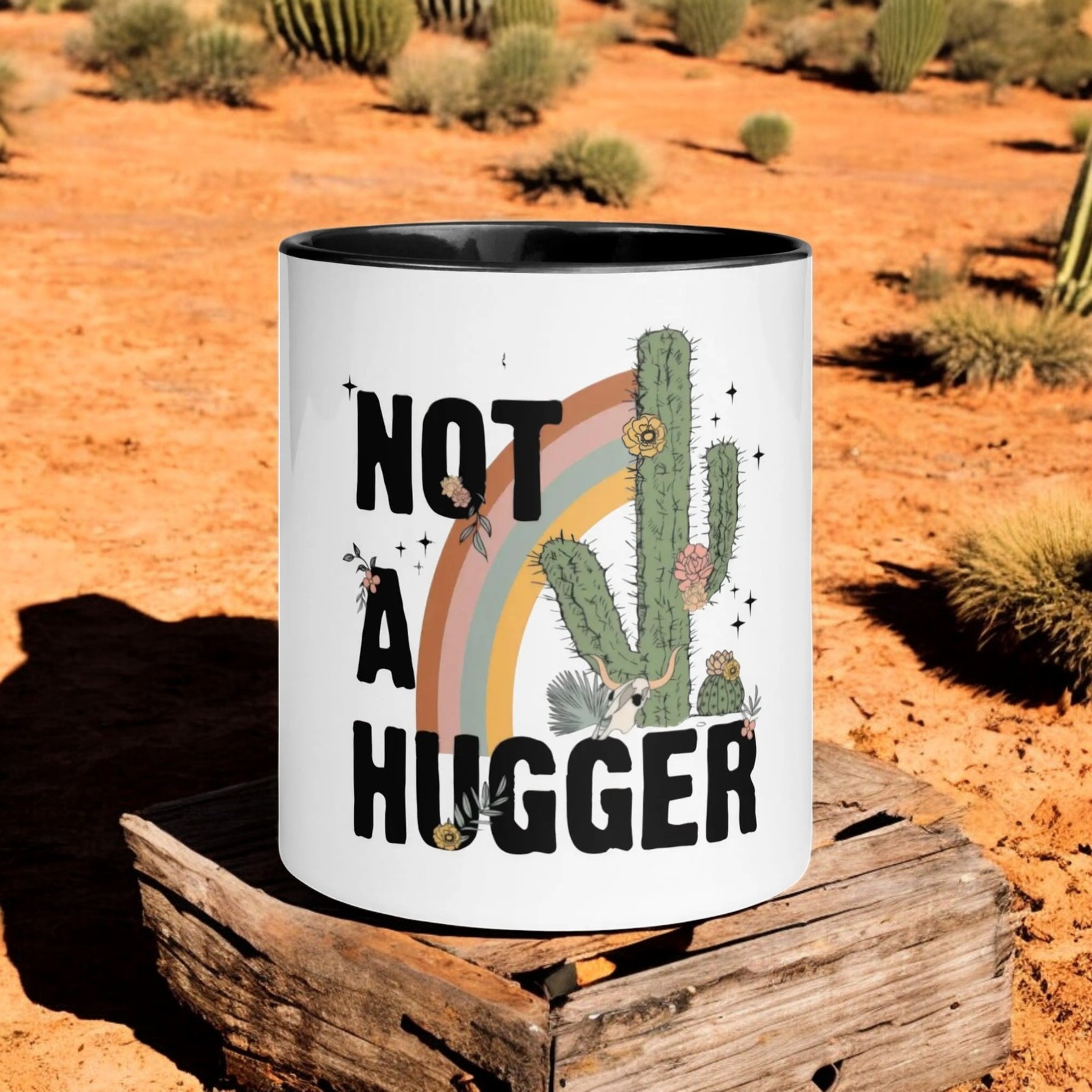 Not a Hugger Cactus Mug Funny Sarcastic 12 oz Ceramic Coffee Cup Plant Gift