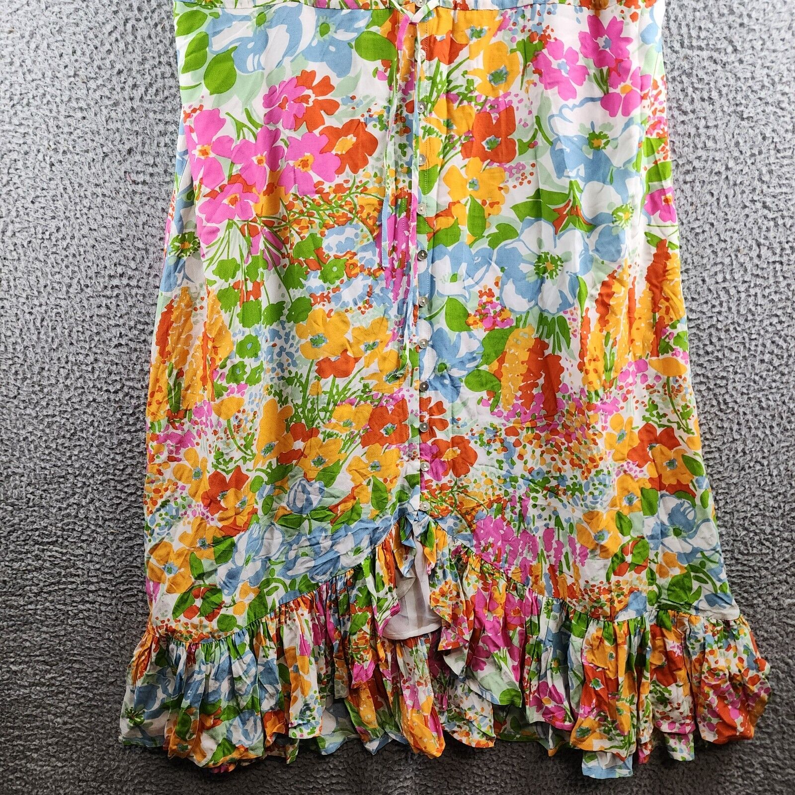 Rails Frida Drawstring Mid-Calf MIDI Floral Dress Women's XL Multi High/Low Hem - Picture 4 of 14