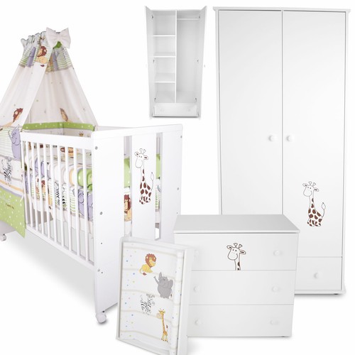 Babyzimmer Safari Grün Babybett Gitterbett Kinderbett Wickelkommode Schrank
