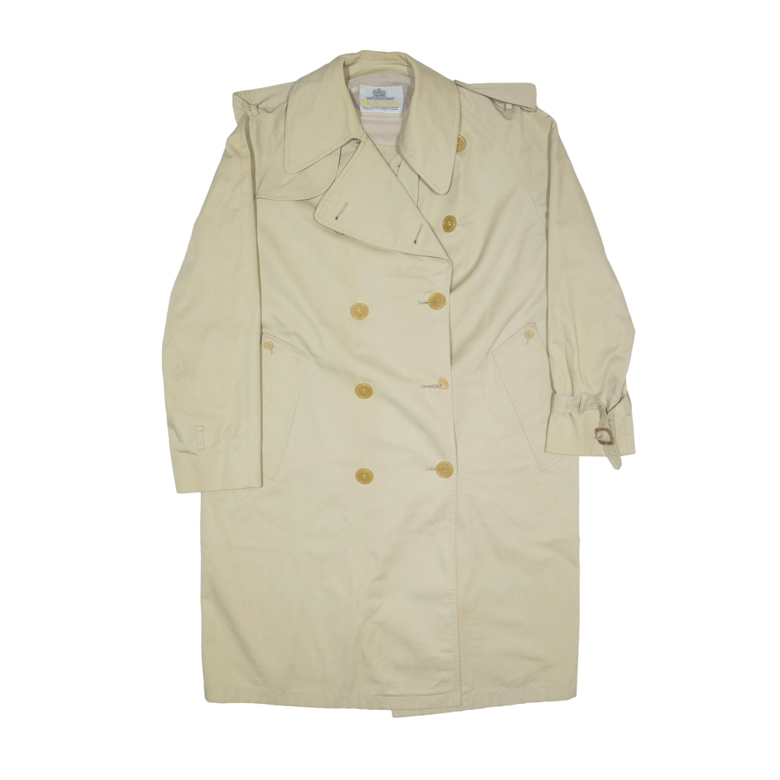 Vintage AQUASCUTUM Trench Coat Beige 90s Womens XL - Picture 1 of 8