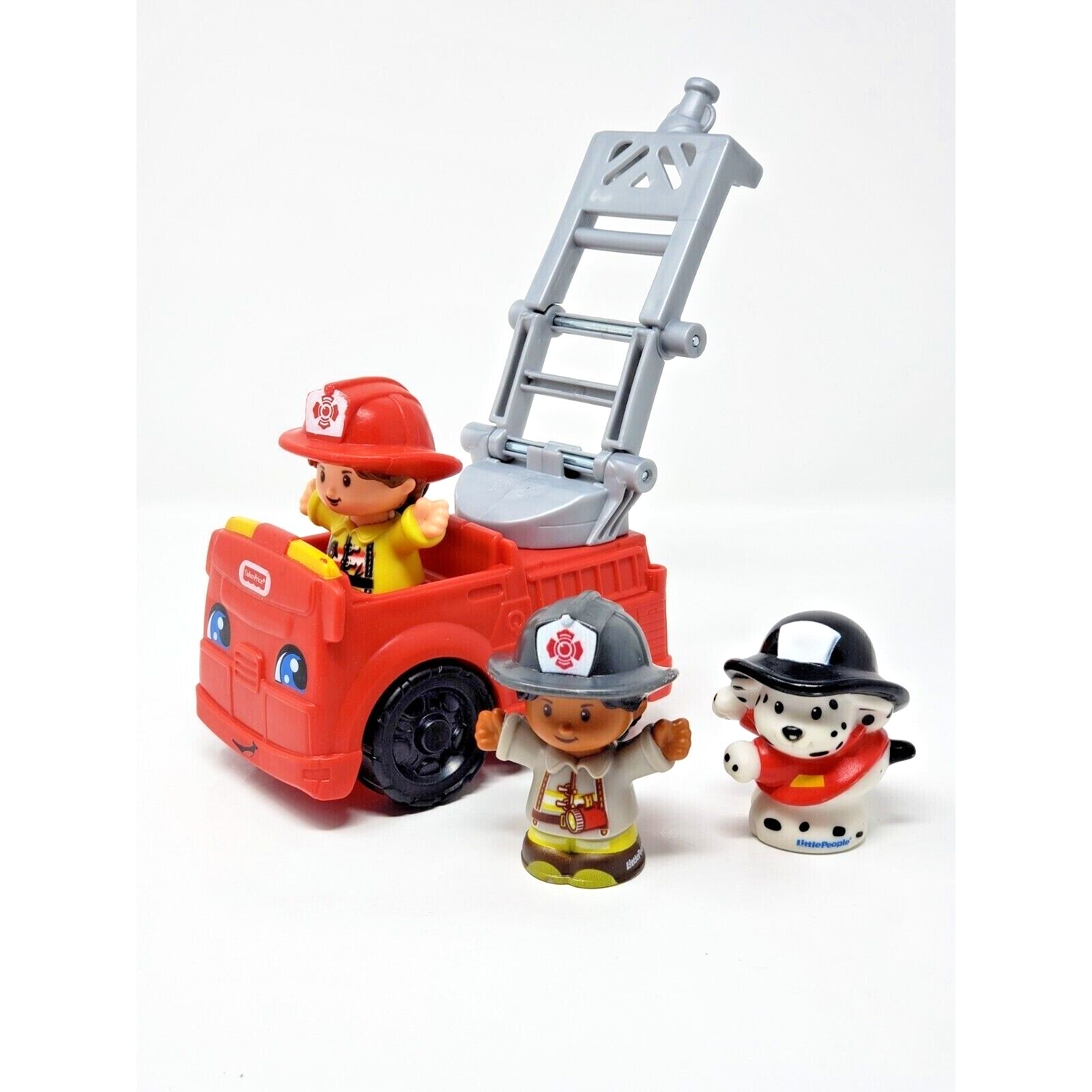 Fisher-Price Little People To The Rescue Fire Truck & 2 Firemen Dalmatian Dog