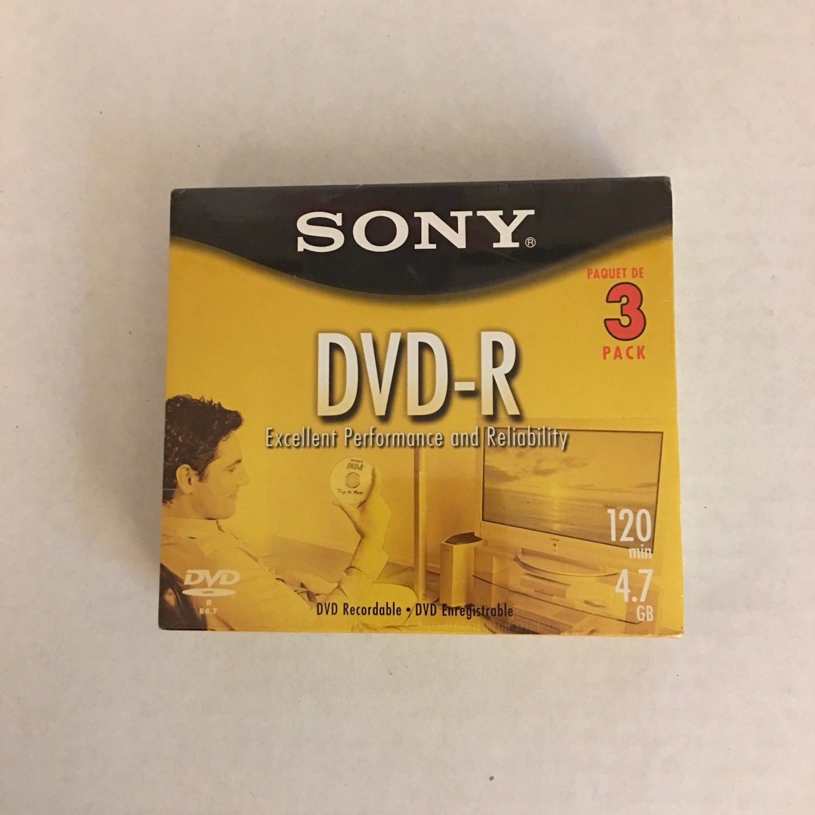 Pack of 3 Sony DVD-R 120 min Recordable Blank Discs 4.7 GB New