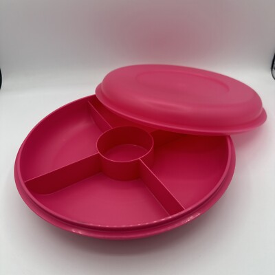 Tupperware Serving Center Small 11'' Vegetables Dips /Tacos Ice Cream ~ Dark Pink
