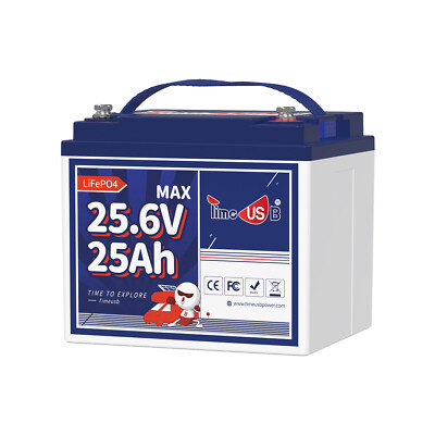 Timeusb 24V 25Ah LiFePO4 Lithium Battery 2C High Discharge Rate Built-in 50A BMS