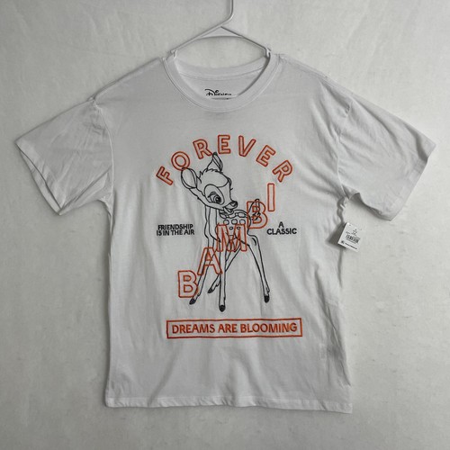 Disney Women's White Orange & Gray Bambi Embroidered T-Shirt