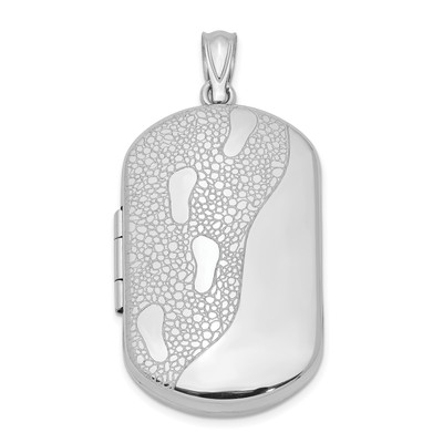 Sterling Silver Footprints Rectangular Locket
