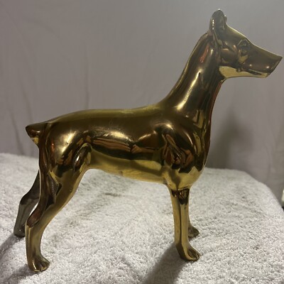 Solid Brass Dog 7 1/2 X 2 1/2 X 7 Vintage. 1