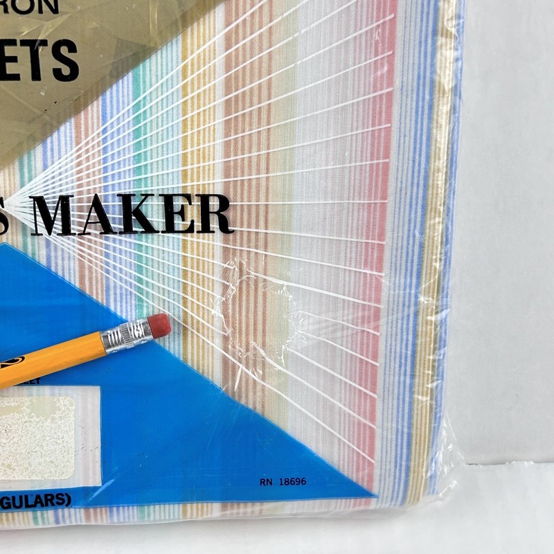 NIP vintage 70s FAMOUS MAKER STRIPED FLAT SHEET muslin luxury blend 80s USA NOS