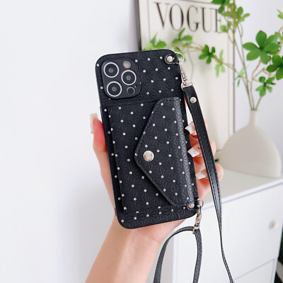 Flash Diamond For Various Phone Crossbody Leather Wallet Case Card Bag Cover Hot