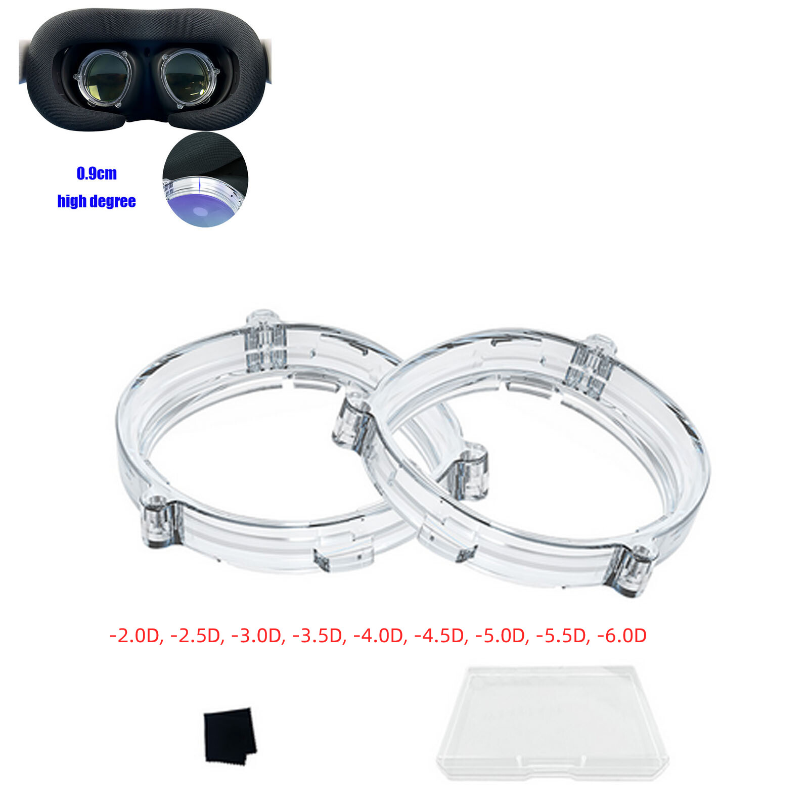 2.0D~-6.0D Lens Magnetic Anti-blue Light Glasses For Quest 3 VR