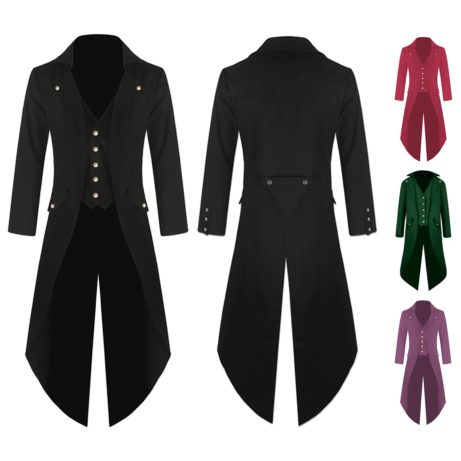 Men's Coat Tailcoat Jacket Gothic Frock Coat Costume Praty Outwear