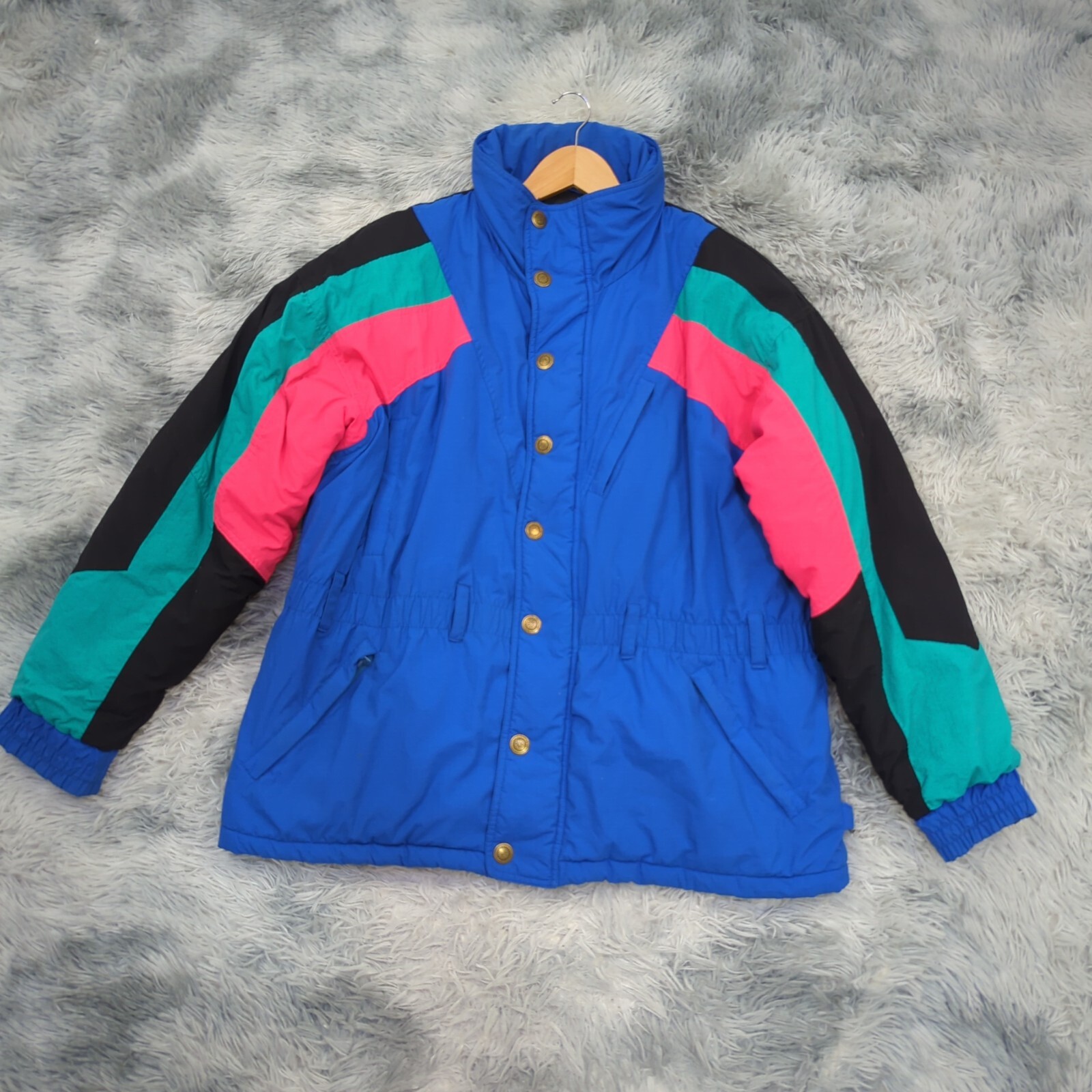 レア 80s Fox image ski jacket ブルー Vintage Mens Retro 80s Ski Jacket [M] Pastel Blue Pink Green
