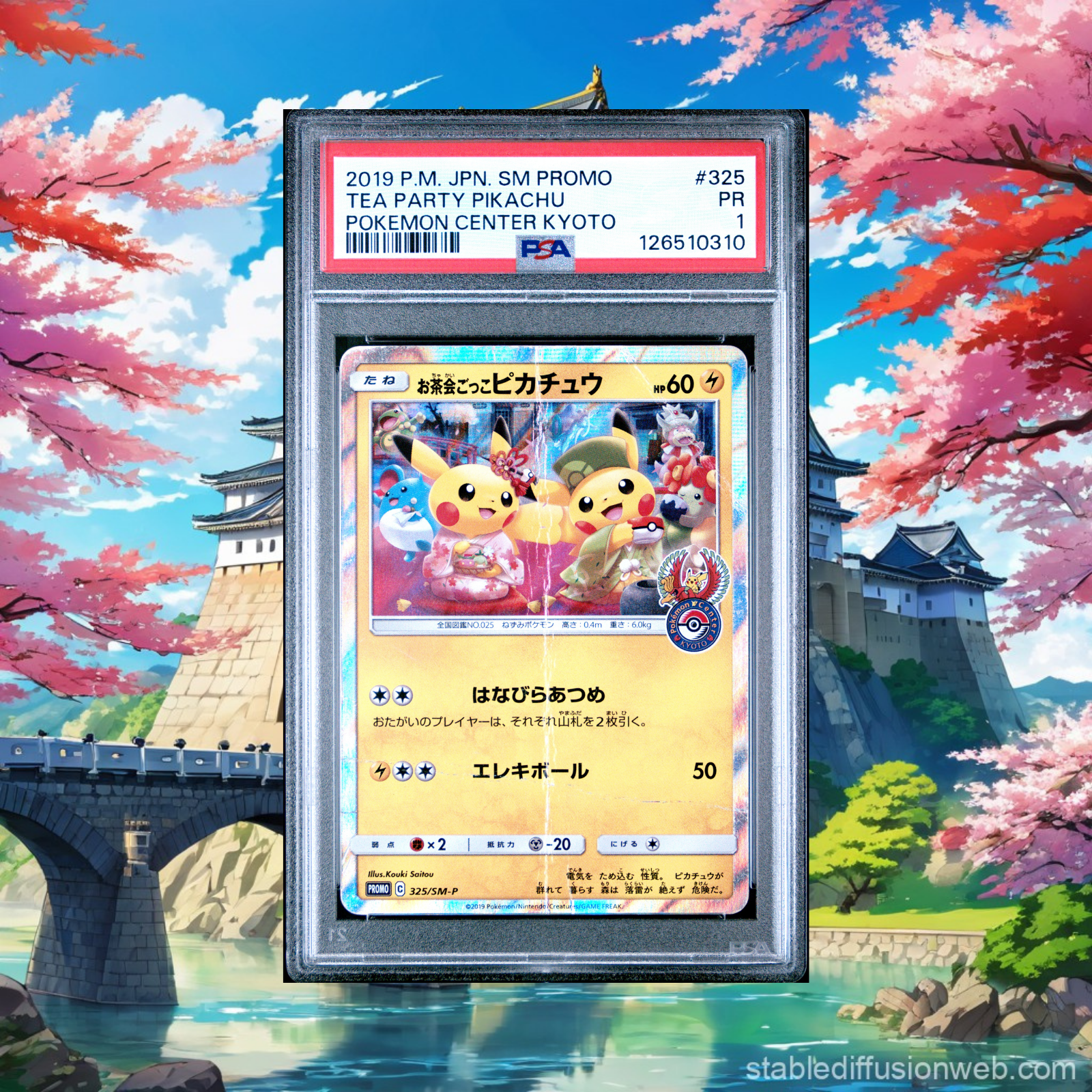 TEA PARTY PIKACHU #325 2019年プロモ Pikachu Promo 325/SM-P Tea Party 2019 Pokemon Center Kyoto Renewal