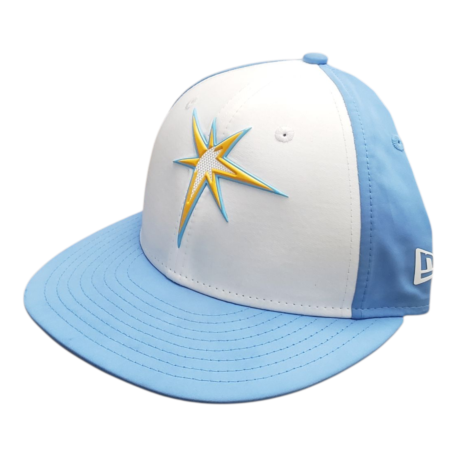 New Era Tampa Bay Rays MLB 5950 OF BP 2018 Prolight Fitted Hat Sky Blue Size 7