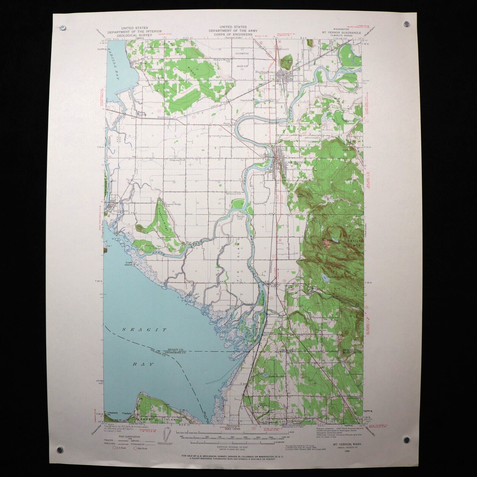 US Geological Survey Map Scale 1/62500 Topographic MT Vernon