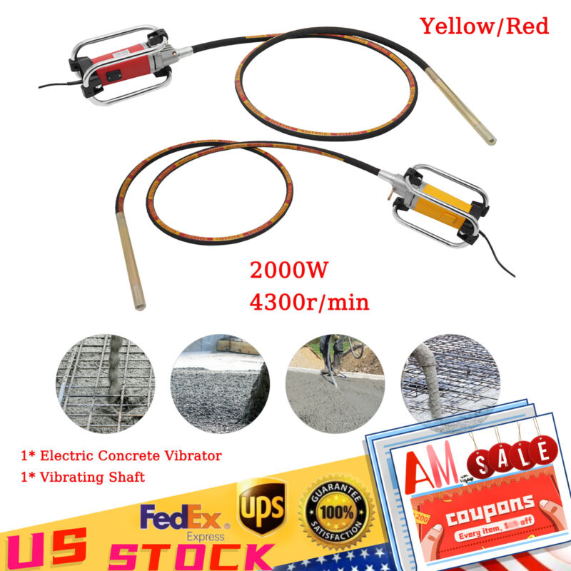 110V Hand Held Portable Concrete Vibrator Electric Concrete Vibrator Yellow/Red