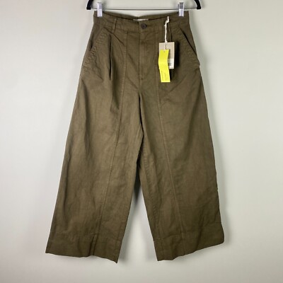 EVERLANE The Tourist Pant 6 Beech High Rise Wide Leg Organic Cotton Linen Pants
