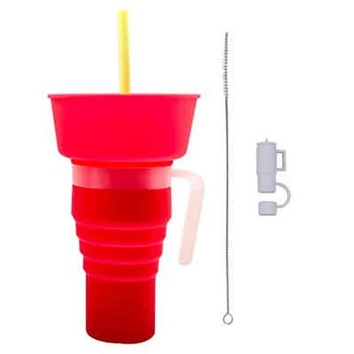 Foldable Stadium Tumbler Popcorn Cup Snack Cup Silicone Cup Bowl with Handle