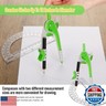 EBOOT Student Geometry Math Set, Drawing Compass and 6 Inch Clear Swing Arm Protractors 180 Degree Math Protractor (Green)