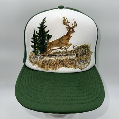 Vintage Designer Award Deer Scene Snapback Trucker Farmer Hat Cap