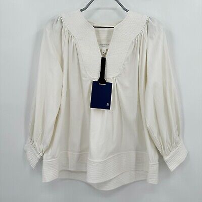 Pomander Place by Tuckernuck White Koa Blouse sz M NWT Long Sleeves Relaxed Fit
