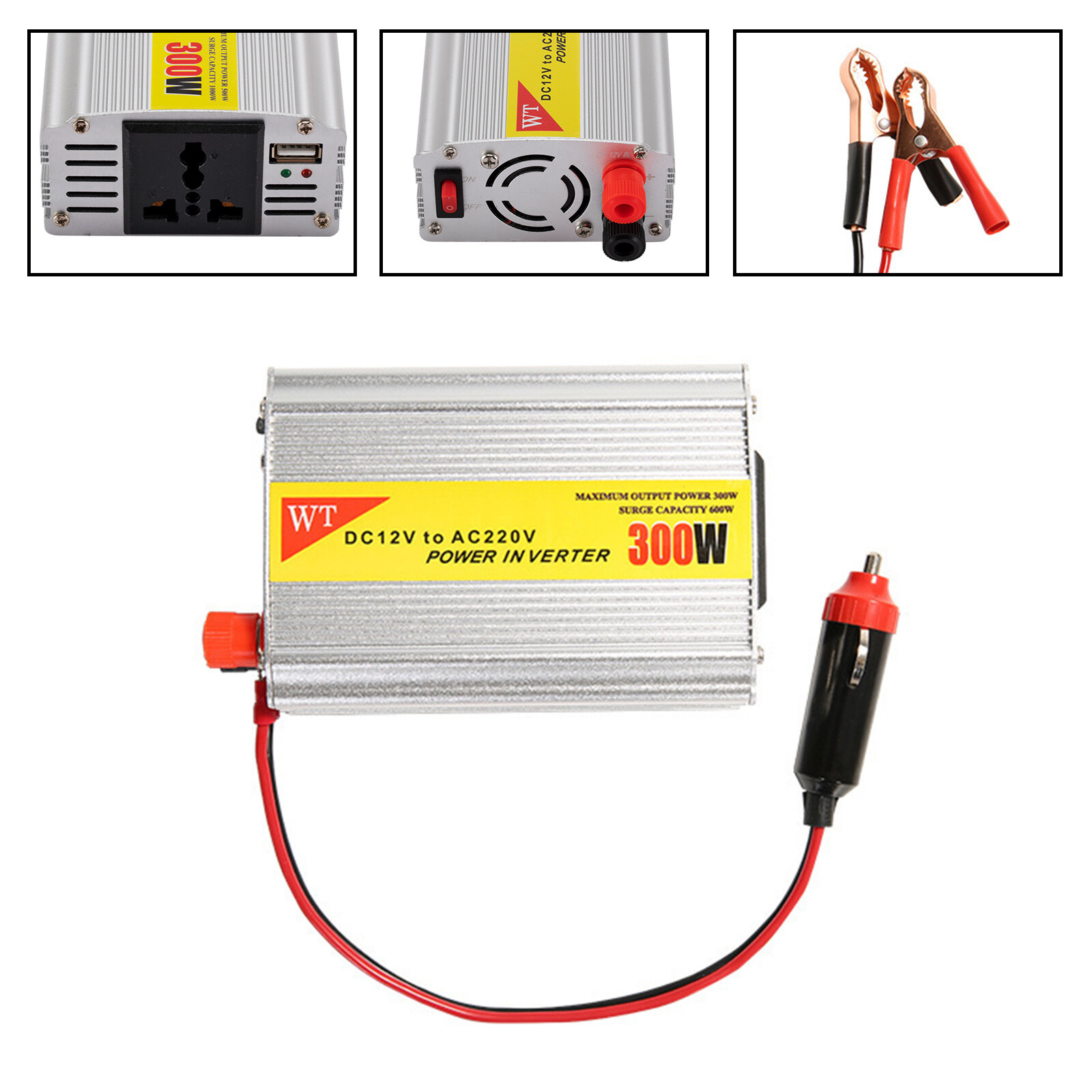 12V DC to 110V AC Power Inverter Converter 300W Car Inverter Cigarette Lighter