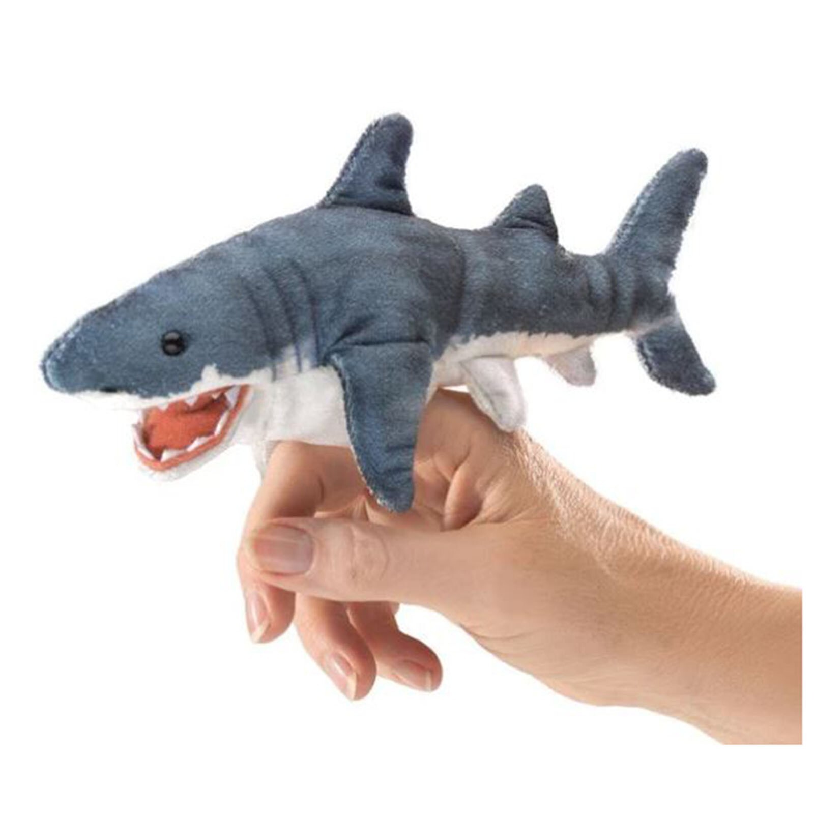 7-дюймовая плюшевая пальчиковая кукла Folkmanis Shark НОВАЯ В НАЛИЧИИ