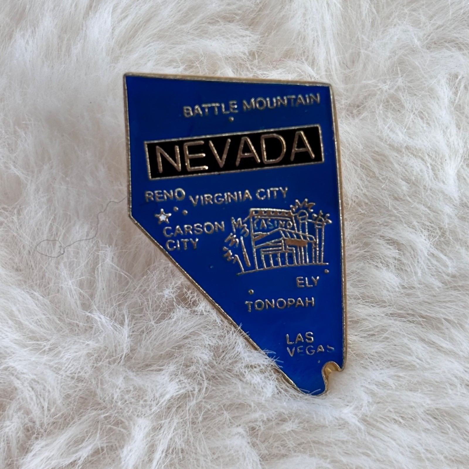 Vtg Nevada Carson City Reno Las Vegas Souvenir Enamel Lapel Pin